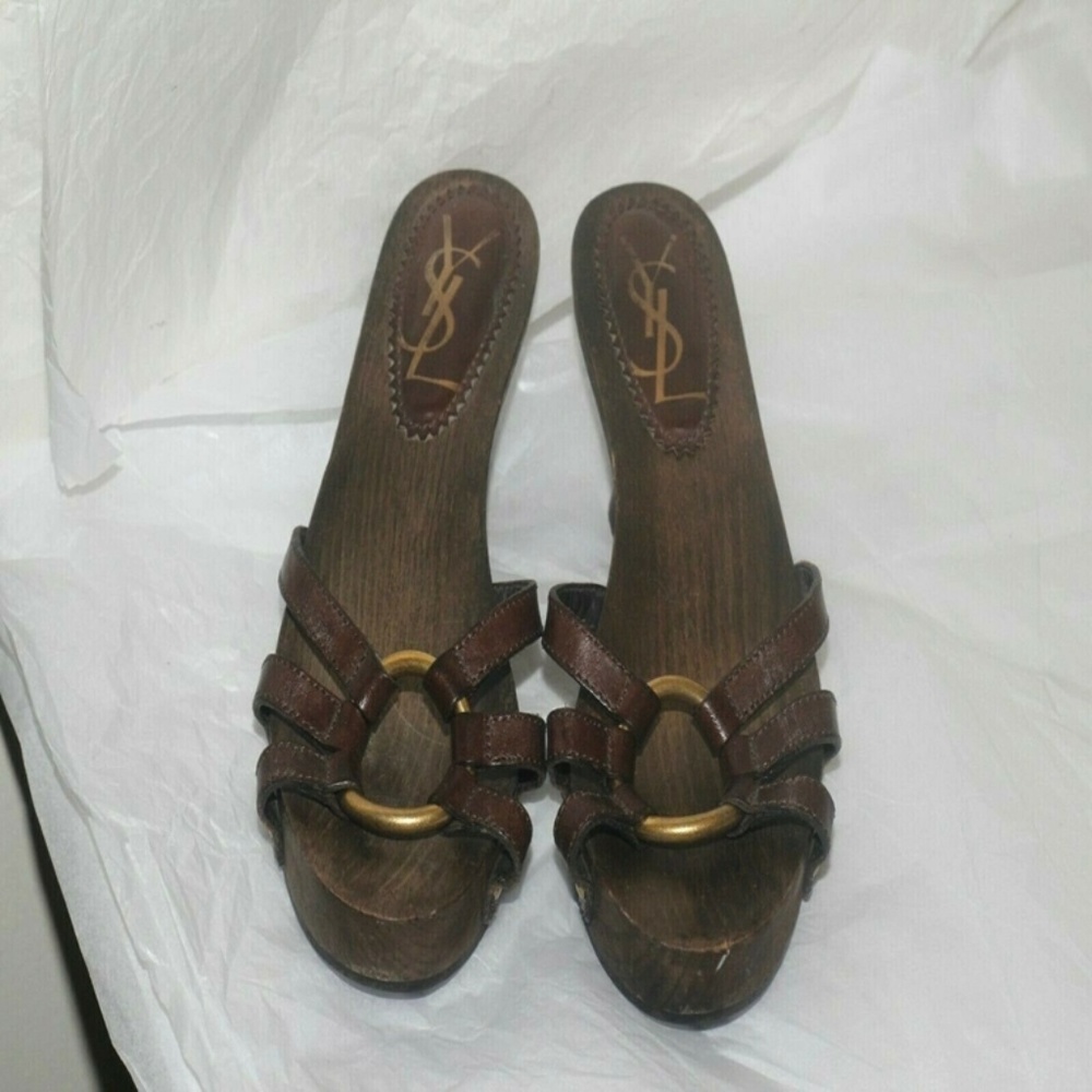 women's Yves Saint Laurent Wooden Sandals Italy 36 - Picture 2 of 8